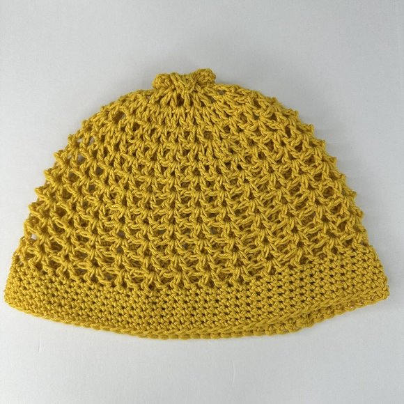 Handmade New Clem Hobbii Rainbow Turkish‎ Cotton Yellow Knit Beanie- Adult S/M - Picture 6 of 10
